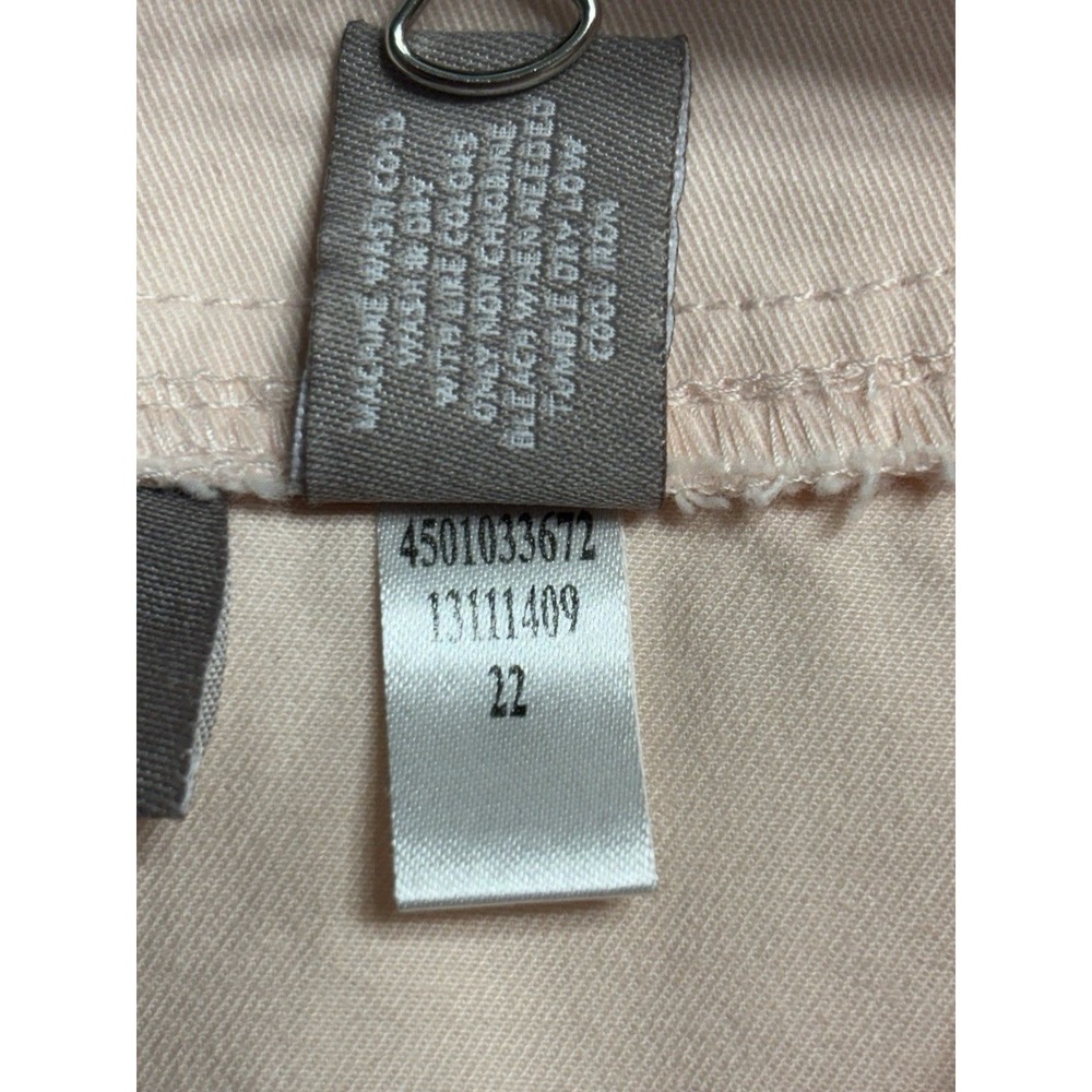 Chico's Jacket Size 1 Peach Pink Ruffle Trim Open Front 3/4 Sleeve Twill Blazer - Picture 11 of 11